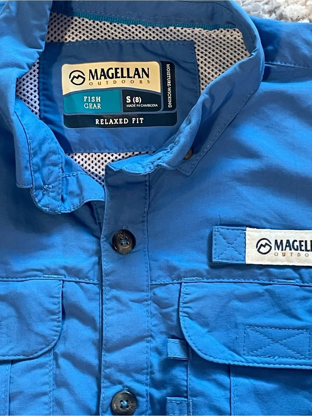 Magellan Outdoors Short-Sleeve Button-Down Shirt in Blue